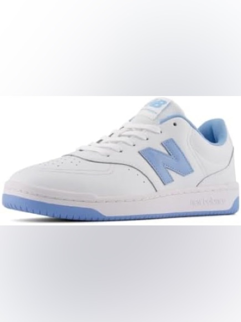 New Balance White Sneakers with Light Blue Accents